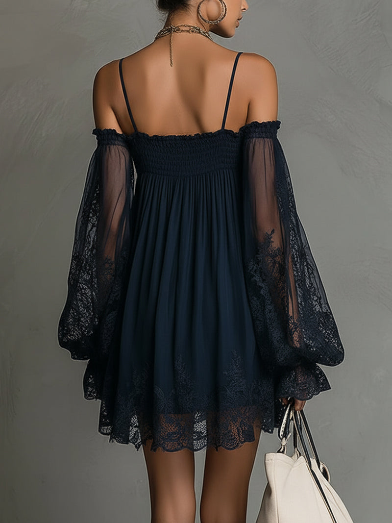 Camille | Elegant Lace Off Shoulder Mini Dress
